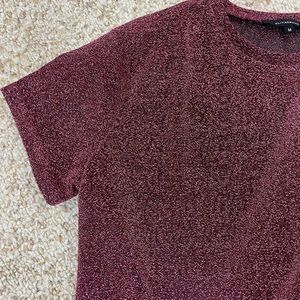 Olivaceous Medium Plum Sparkly Snap Closure Thong Bodysuit